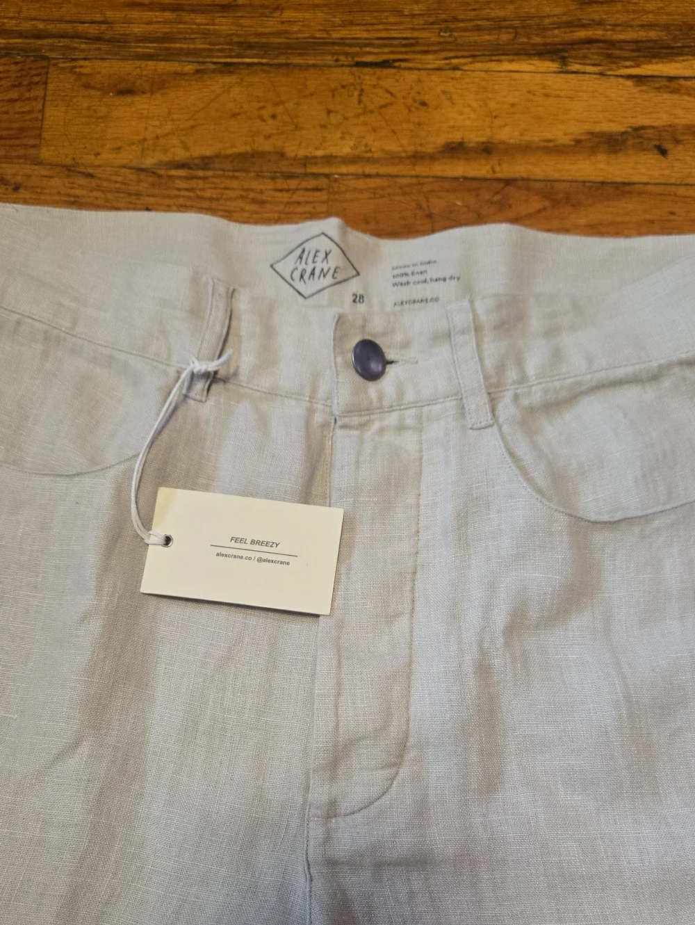 NEW NWT Men's Alex Crane Feel Breezy Beige Size 28 X 28 Linen Pants